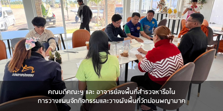 คณบดีคณะฯ และ อาจารย์ลงพื้นที่สำรวจหารือในการวางแผนจัดกิจกรรมและวางผังพื้นที่วัดม่อนพญานาค 