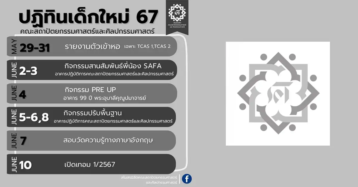 แจ้งรายละเอียดตารางกิจกรรมของมหาวิทยาลัยและของคณะฯ
